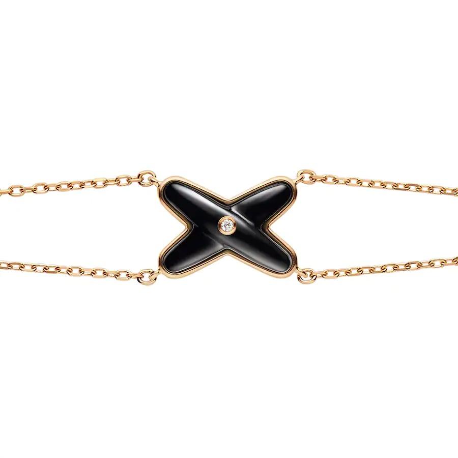 [LuckyStar]JEUX ARMBAND ONYX ROTGOLD 1 DIAMANT