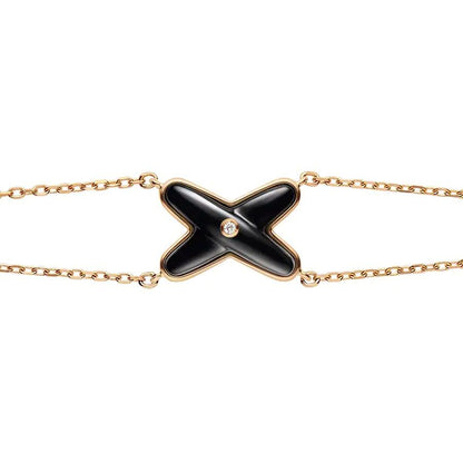 [LuckyStar]JEUX ARMBAND ONYX ROTGOLD 1 DIAMANT