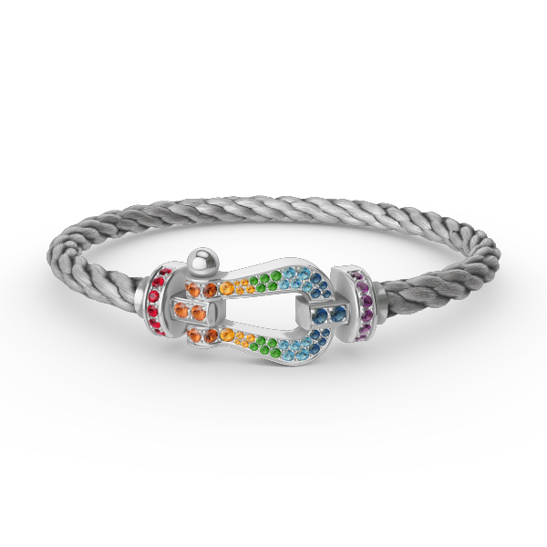 [LuckyStar] FORC großes Hufeisen farbigen Diamanten Armband Silber