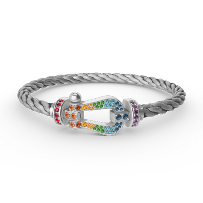 [LuckyStar] FORC großes Hufeisen farbigen Diamanten Armband Silber