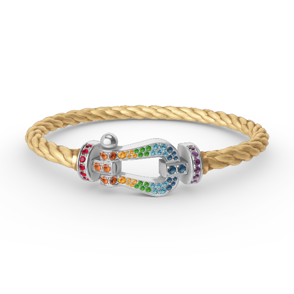 [LuckyStar] FORC großes Hufeisen farbigen Diamanten Armband Silber