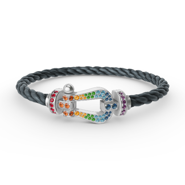 [LuckyStar] FORC großes Hufeisen farbigen Diamanten Armband Silber