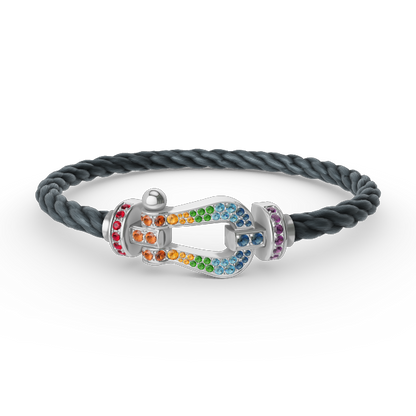 [LuckyStar] FORC großes Hufeisen farbigen Diamanten Armband Silber