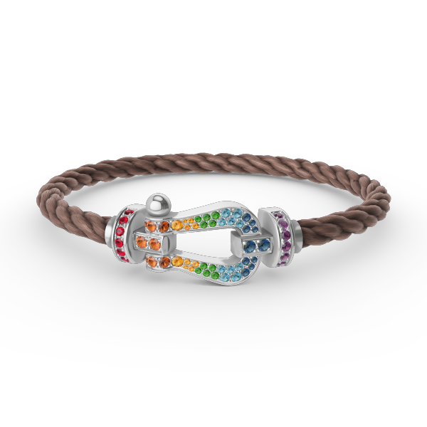 [LuckyStar] FORC großes Hufeisen farbigen Diamanten Armband Silber