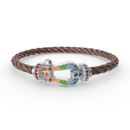 [LuckyStar] FORC großes Hufeisen farbigen Diamanten Armband Silber
