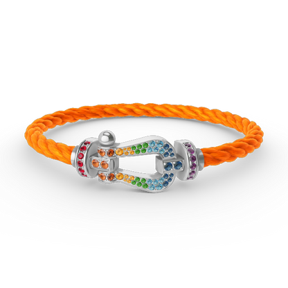 [LuckyStar] FORC großes Hufeisen farbigen Diamanten Armband Silber