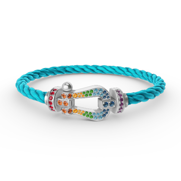 [LuckyStar] FORC großes Hufeisen farbigen Diamanten Armband Silber