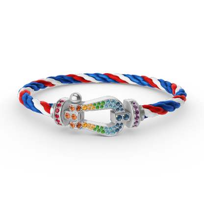 [LuckyStar] FORC großes Hufeisen farbigen Diamanten Armband Silber