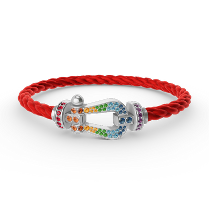 [LuckyStar] FORC großes Hufeisen farbigen Diamanten Armband Silber