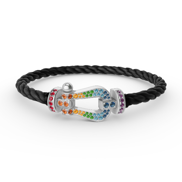 [LuckyStar] FORC großes Hufeisen farbigen Diamanten Armband Silber