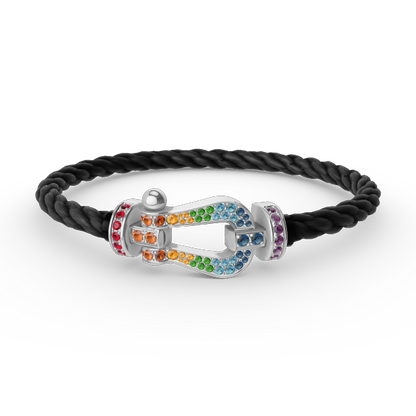 [LuckyStar] FORC großes Hufeisen farbigen Diamanten Armband Silber