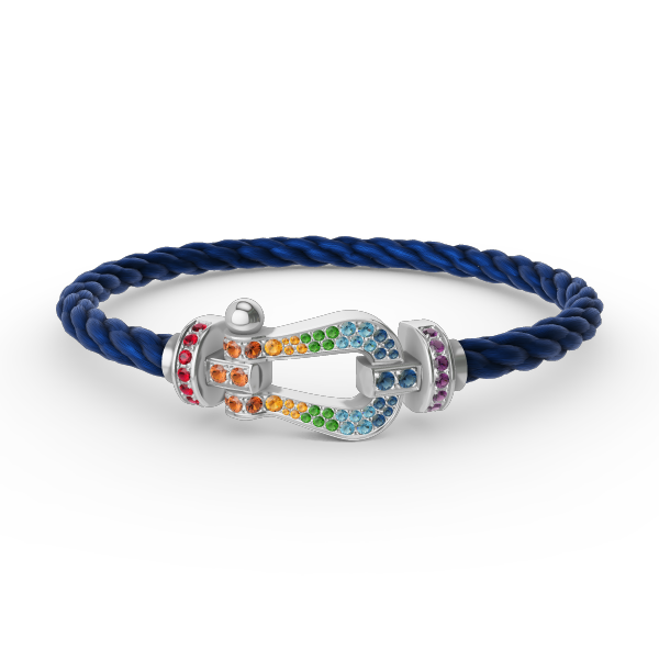 [LuckyStar] FORC großes Hufeisen farbigen Diamanten Armband Silber