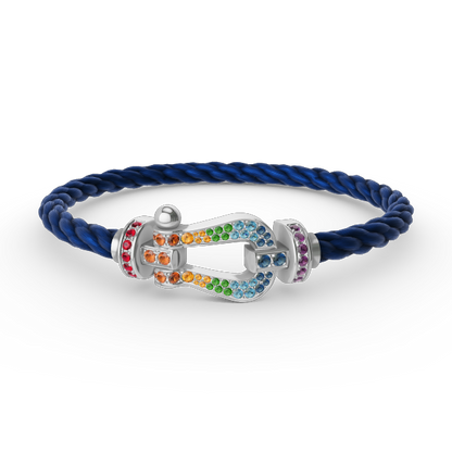 [LuckyStar] FORC großes Hufeisen farbigen Diamanten Armband Silber