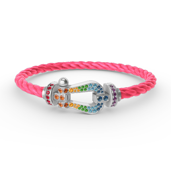 [LuckyStar] FORC großes Hufeisen farbigen Diamanten Armband Silber