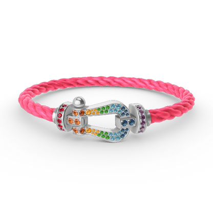 [LuckyStar] FORC großes Hufeisen farbigen Diamanten Armband Silber