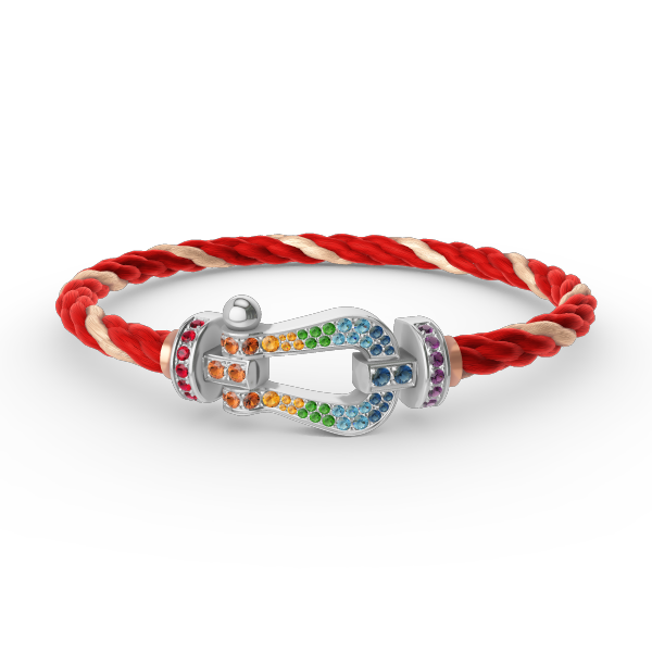 [LuckyStar] FORC großes Hufeisen farbigen Diamanten Armband Silber