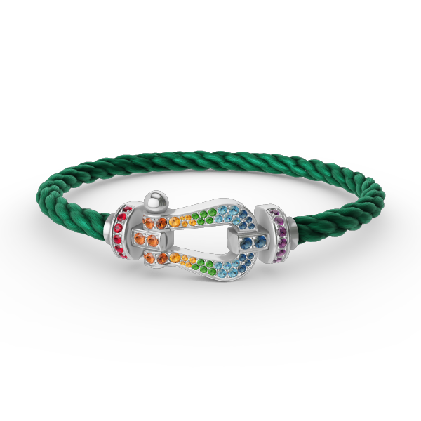[LuckyStar] FORC großes Hufeisen farbigen Diamanten Armband Silber