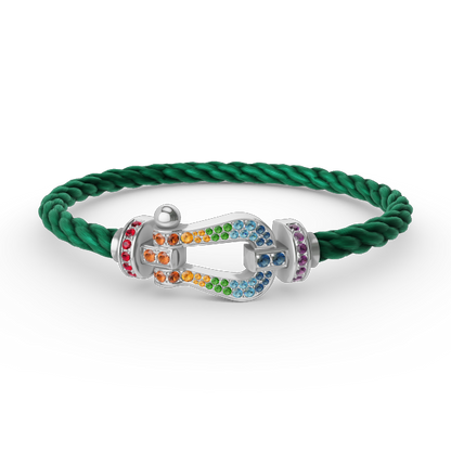 [LuckyStar] FORC großes Hufeisen farbigen Diamanten Armband Silber