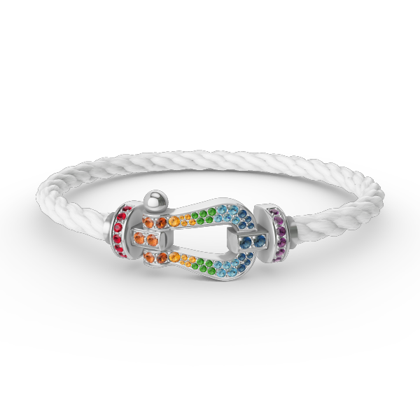 [LuckyStar] FORC großes Hufeisen farbigen Diamanten Armband Silber