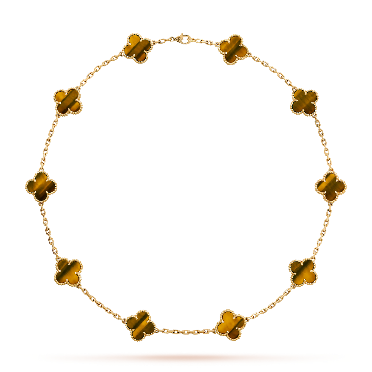 [LuckyStar]CLOVER 10 MOTIFS TIGER EYE NECKLACE