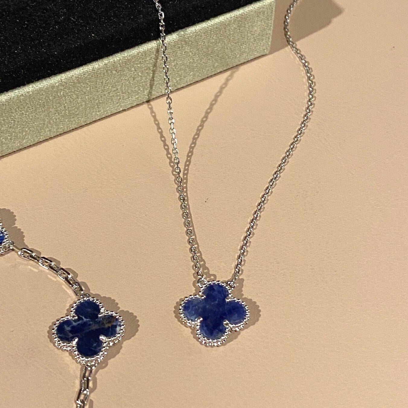 [LuckyStar]CLOVER 15MM PIETERSITE HALSKETTE SILBER
