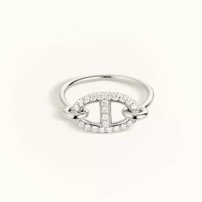 [LuckyStar]Runder kleiner silberner Diamantring