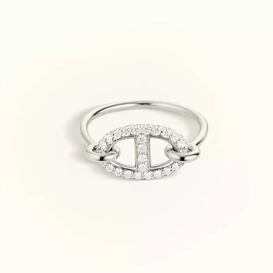 [LuckyStar]Runder kleiner silberner Diamantring