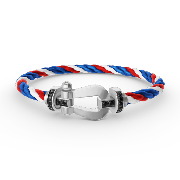 [LuckyStar]FORCE GROSSES HUFEISEN-ARMBAND MIT SCHWARZEN DIAMANTEN, SILBER