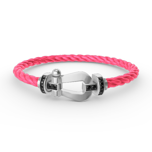 [LuckyStar]FORCE GROSSES HUFEISEN-ARMBAND MIT SCHWARZEN DIAMANTEN, SILBER