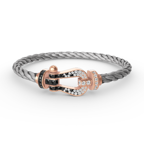 [LuckyStar]FORCE GROSSES HUFEISENARMBAND MIT SCHWARZ-WEISSEN DIAMANTEN UND ROSÉGOLD
