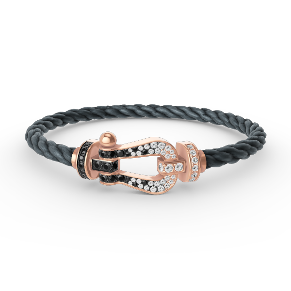[LuckyStar]FORCE GROSSES HUFEISENARMBAND MIT SCHWARZ-WEISSEN DIAMANTEN UND ROSÉGOLD