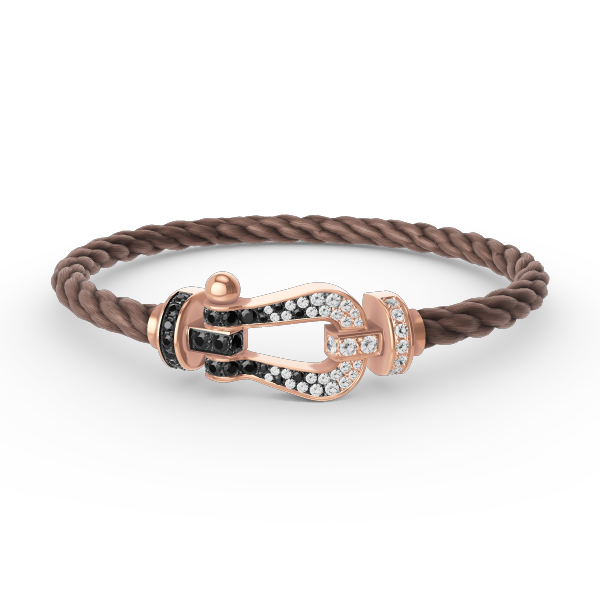 [LuckyStar]FORCE GROSSES HUFEISENARMBAND MIT SCHWARZ-WEISSEN DIAMANTEN UND ROSÉGOLD