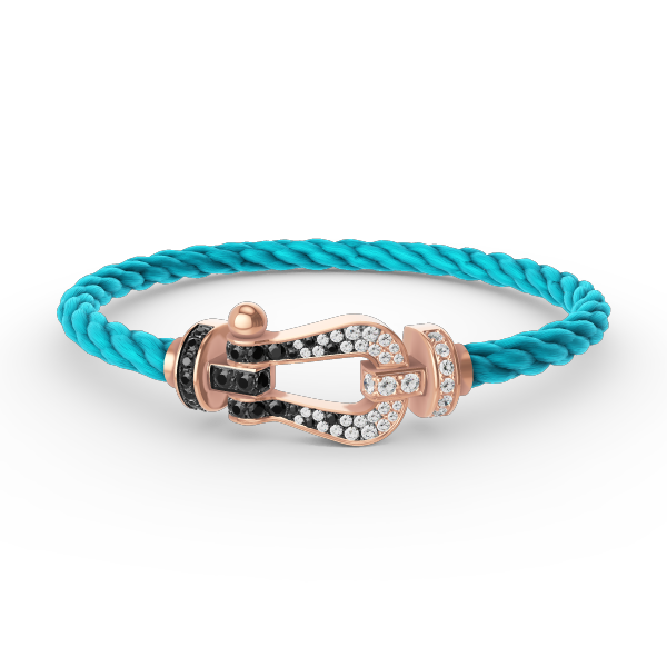 [LuckyStar]FORCE GROSSES HUFEISENARMBAND MIT SCHWARZ-WEISSEN DIAMANTEN UND ROSÉGOLD