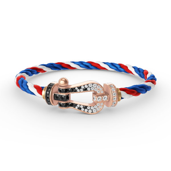 [LuckyStar]FORCE GROSSES HUFEISENARMBAND MIT SCHWARZ-WEISSEN DIAMANTEN UND ROSÉGOLD