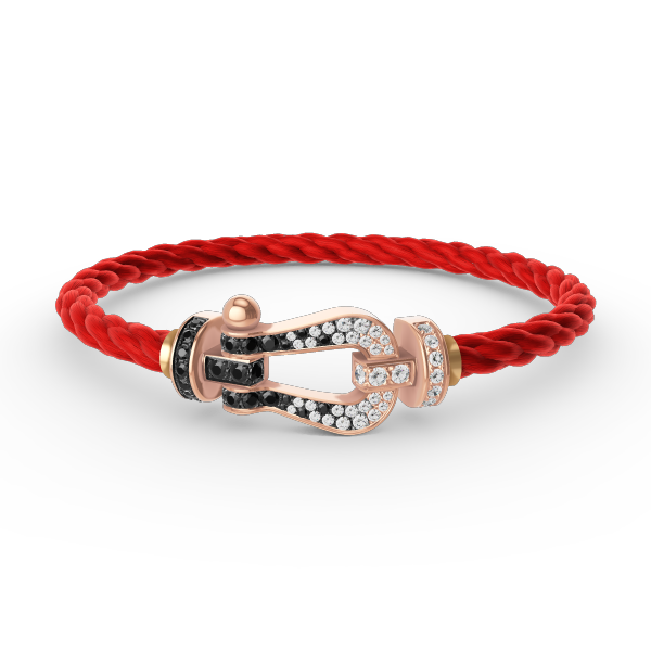 [LuckyStar]FORCE GROSSES HUFEISENARMBAND MIT SCHWARZ-WEISSEN DIAMANTEN UND ROSÉGOLD