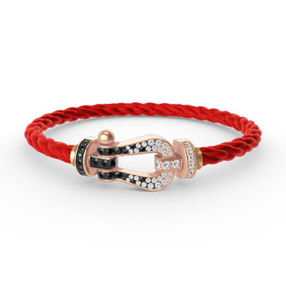 [LuckyStar]FORCE GROSSES HUFEISENARMBAND MIT SCHWARZ-WEISSEN DIAMANTEN UND ROSÉGOLD