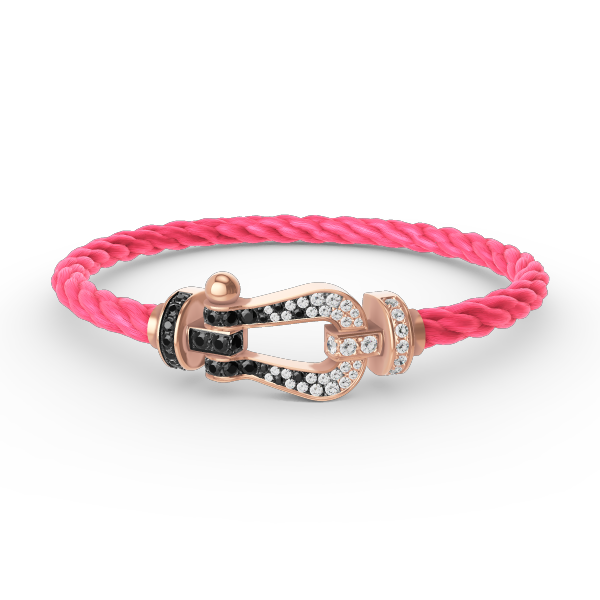 [LuckyStar]FORCE GROSSES HUFEISENARMBAND MIT SCHWARZ-WEISSEN DIAMANTEN UND ROSÉGOLD