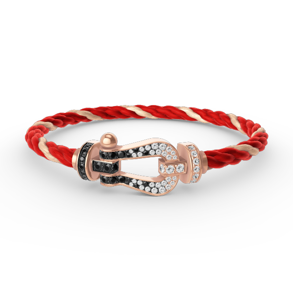 [LuckyStar]FORCE GROSSES HUFEISENARMBAND MIT SCHWARZ-WEISSEN DIAMANTEN UND ROSÉGOLD