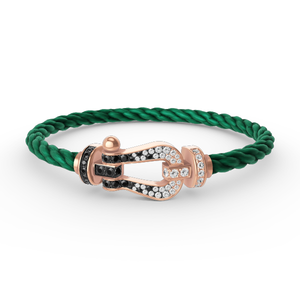 [LuckyStar]FORCE GROSSES HUFEISENARMBAND MIT SCHWARZ-WEISSEN DIAMANTEN UND ROSÉGOLD