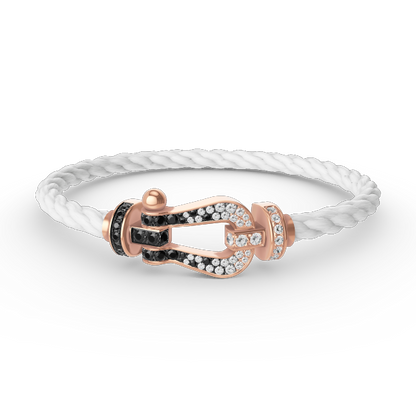 [LuckyStar]FORCE GROSSES HUFEISENARMBAND MIT SCHWARZ-WEISSEN DIAMANTEN UND ROSÉGOLD
