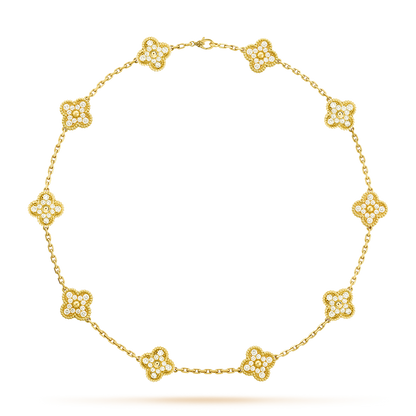 [LuckyStar]CLOVER 10 MOTIFS DIAMOND NECKLACE