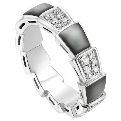 [LuckyStar]SERPENTI RING SILBER DIAMANT SCHWARZ MOP 4MM
