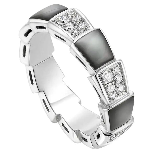 [LuckyStar]SERPENTI RING SILBER DIAMANT SCHWARZ MOP 4MM