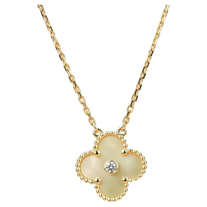 [LuckyStar]CLOVER 15MM DIAMANT GOLD PERLMUTT HALSKETTE