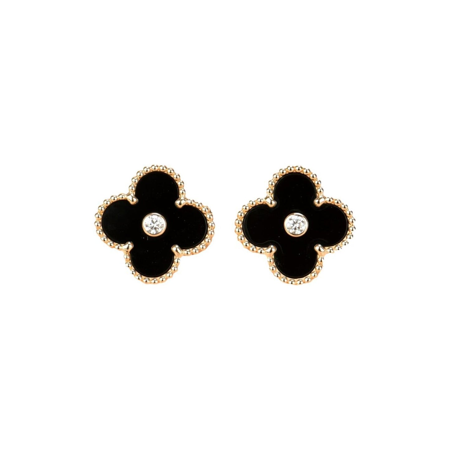 [LuckyStar]CLOVER MEDIUM 1 MOTIFS ONYX DIAMOND OHRRINGE