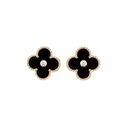 [LuckyStar]CLOVER MEDIUM 1 MOTIFS ONYX DIAMOND OHRRINGE