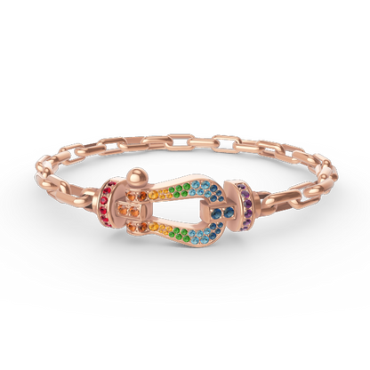 [LuckyStar]FORCE GROSSES METALLARMBAND MIT HUFEISENVERSCHLUSS