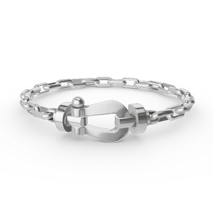 [LuckyStar]FORCE GROSSES METALLARMBAND MIT HUFEISENVERSCHLUSS