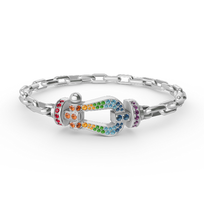 [LuckyStar]FORCE GROSSES METALLARMBAND MIT HUFEISENVERSCHLUSS