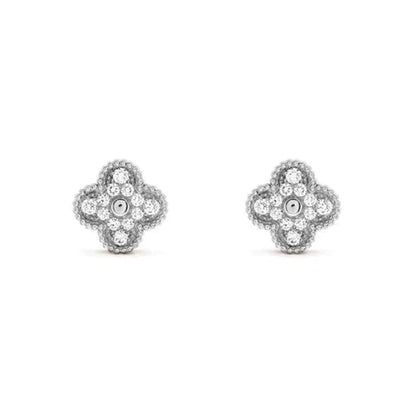 [LuckyStar]CLOVER 1 MOTIFS DIAMOND OHRSTECKER SILBER